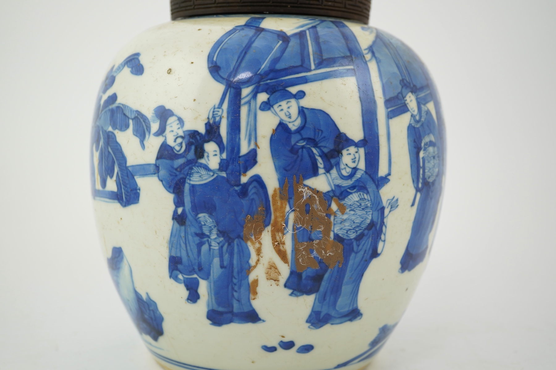 A Chinese blue and white ‘court scene’ jar, Kangxi period